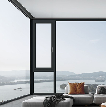 Custom aluminum casement windows in a modern home
