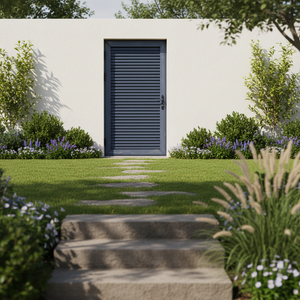 RG60C Modern Thermal Break Aluminum Louver Casement Door For Residential Farmhouse Warehouse Outdoor & Courtyard Use