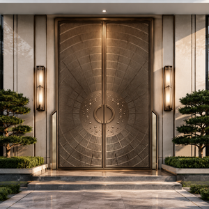 Luxury Modern Aluminum Alloy Exterior Entrance Door With Thermal Insulation Swing Design 5 Year Warranty For Hotel Apartment Use