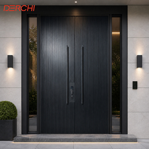 Double Aluminum Entrance Door Double Front Door Exterior Aluminum Security Door for Villa Apartment Building Project