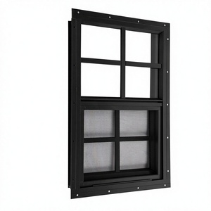 Sliding Shed Window Aluminum Grey Flush Mount Tempered Glass