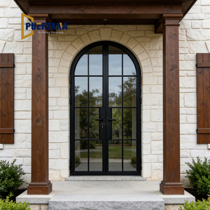Thermally Broken Black Framed Steel Look Aluminum French Door