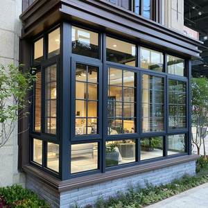 French Style Double Tempered Glass Aluminum Bay Casement Windows