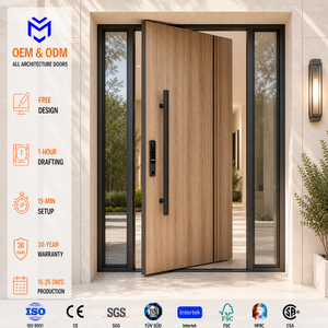 Custom Factory Direct Wooden Cast Aluminum Pivot Front Entrance Doors Soundproof Weather Resistance Exterior
