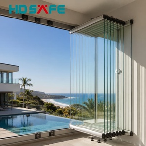Panoramic Frameless Folding Glass Window Aluminum BiFold Window System for Balcony Patio Villa