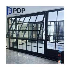 PDP 2025 Hot Sale Luxury Stainless Steel Invisible Louver Tempered Double Glazed Aluminum French Awning Windows Living Room