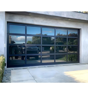 Automatic Black Aluminum Frosted Glass Garage Door