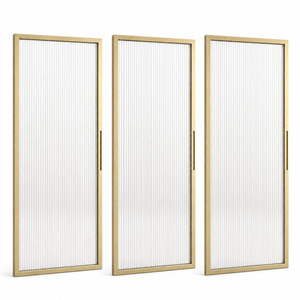 Custom-made Minimalist Waterproof Tempered Glass Hinged Door Wardrobe Doors Aluminum Alloy Frames