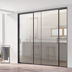 Modern Aluminum Alloy Glass Sliding Door Hidden Frame Soundproof Fireproof