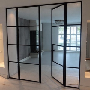 French Black Balcony Patio Door Wrought Iron Swing Crittall Door