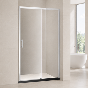 Bypass Sliding Shower Door Chrome Framed Tempered Glass Alcove Modern Design