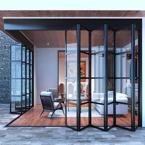 NFRC AS2047 Heavy Duty Aluminum Folding Patio Doors for Villa Waterproof Accordion Glass Patio Door Exterior Bifold Doors