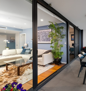 AS2047 Australian Soundproof Tempered Glass 2/3/4 Panels Three Track Aluminum Sliding Doors with Mosquito Net