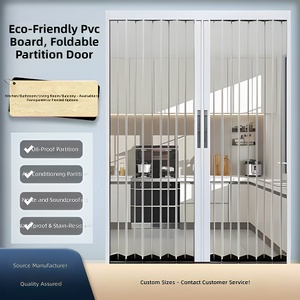 Aluminum Frame Clear Acrylic PVC Thermal Insulation Sliding Folding Retractable Partition Door for Kitchen Staircase Outdoor Air