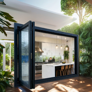Modern Soundproof Aluminum Alloy Horizontal Folding Bifold Window with Tempered Glass and Stainless Steel Frame