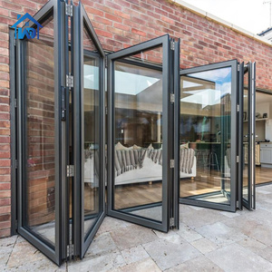 Modern Large Bi-folding System Bi-folding Aluminum Doors Exterior Veranda Double Glazed Glass Aluminium Bifold Patio Doors