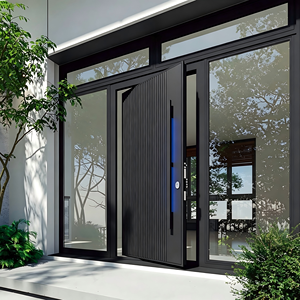 Aluminum Pivot Door Oversized Offset Exterior CNC Design Tempered Glass Smart Lock