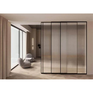 Modern Single Glass Sliding Door Soundproof Slim Frame Extremely Narrow Aluminum Alloy for Interior Living Room Garden Garage