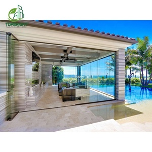 Exterior Veranda Sliding Bifold Doors Glazed Frameless Tempered Folding Glass