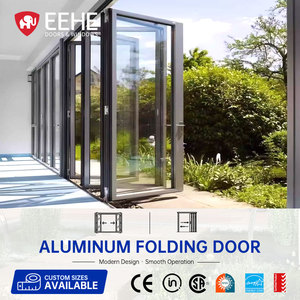 EEHE CE Certified Aluminium Bi-Fold Door Soundproof Low-E Double Glazed Folding Patio Door