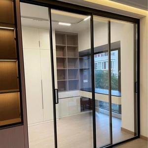 Modern Customized Commercial Tempered Aluminum Alloy Slide Pocket Doors Custom Color Waterproof Glass Stacking Sliding Kitchen