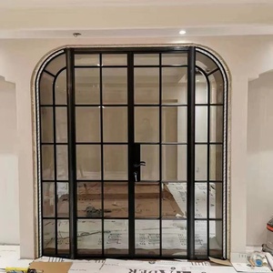 Aluminum Alloy Frame Hollow Double-layer Thermal Insulation Transparent Glass Half Open Entrance Door