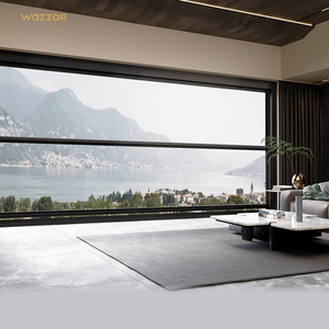Wazzor Smart Double Glass Electric Vertical Lift Up Aluminium Hung Automatic Motor Vertical Sliding Window