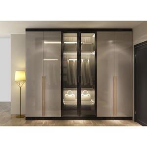 Brand Design Custom Aluminum Profile Hinged Glass Door Wardrobe