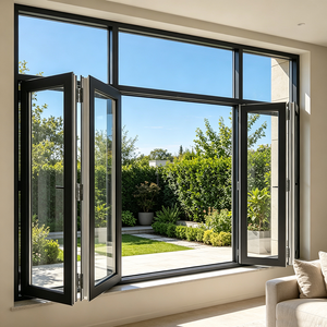 Exterior Aluminum Alloy Folding Glass Bi-fold Window System Stainless Steel Soundproof Thermal Insulation for Villa Hotel Patio