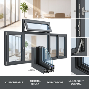 Custom Soundproof Aluminium Frame Windows for Office and Home Thermal Insulation