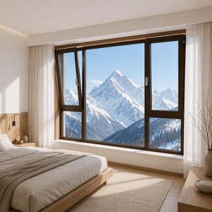 Energy Saving Tempered Glass Black Aluminum Window