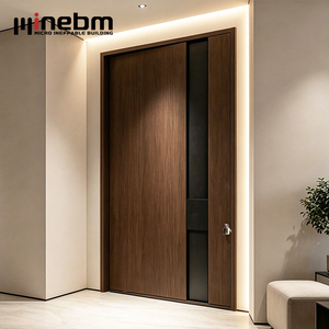 Minebm High Quality Customized Design Timber Look Aluminum Material Insulation Exterior Door Front Entry Pivot Door
