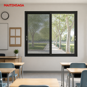 Aluminium Sliding Window With Insect Screen Sash And Clear Glass Sliding Panel For School Supermarket Commercial Building