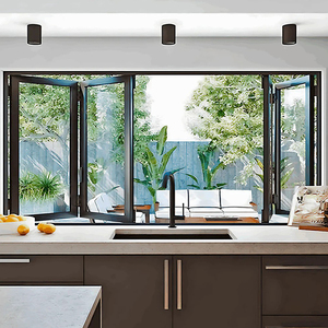 Aluminum Folding Window Commercial Tempered Glass Accordion Vertical Folding Modern Exterior Villa Bifold Window