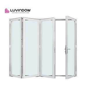Luvindow Best Quality White Double Glass Accordion Folding Door Aluminium Bifold Doors