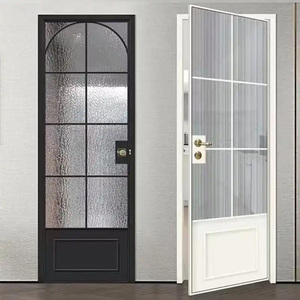 Custom Swing Glass Doorr Tempered Glass Aluminum Casement Bathroom Door With Art Glass