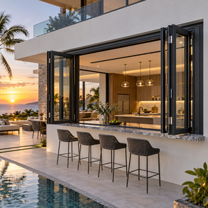 Structural Fold-Up Aluminum Folding Windows with Soundproof Double Glazing for Space-Saving Balcony Terraces