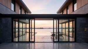 Ultra narrow slim frame thermal break aluminum sliding door